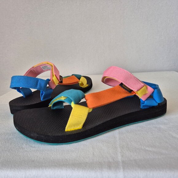 EUC Teva Original Universal Multilcolor Straps Sport Sandals Hook&Loop - Picture 7 of 11